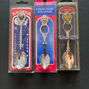 VINTAGE USA STATES COLLECTIBLE SPOONS, LOT OF 8, SEE MAP